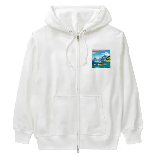 ドット　ボラボラ島のオーバーウォーターバンガロー Heavyweight Zip Hoodie