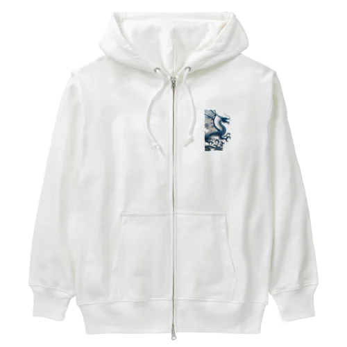 花の翼のドラゴン Heavyweight Zip Hoodie