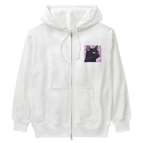 かっこいい黒猫3 Heavyweight Zip Hoodie