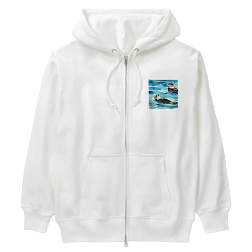 かわいいラッコ Heavyweight Zip Hoodie