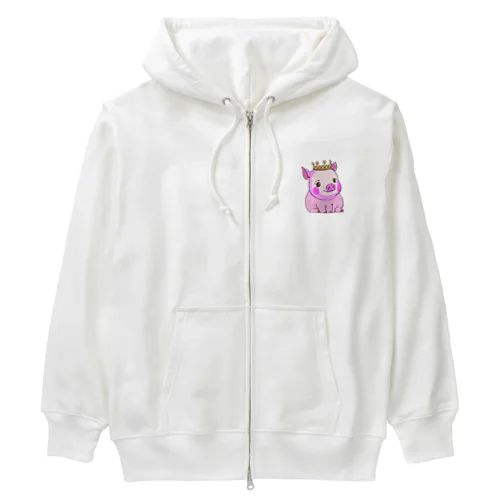 王冠のついたブタ Heavyweight Zip Hoodie