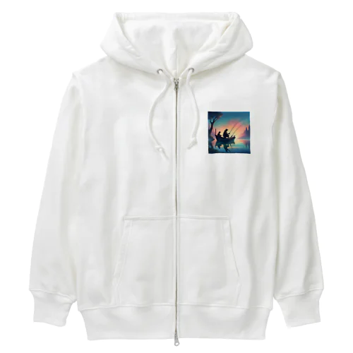 親子の釣りイラストグッズ Heavyweight Zip Hoodie