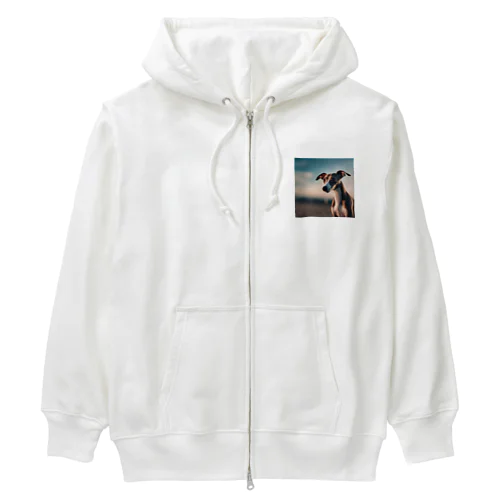 空を見上げているイタリアングレーハウンド Heavyweight Zip Hoodie