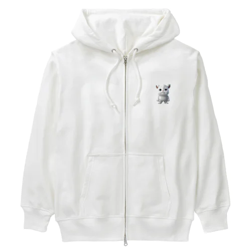 ブサカワ二頭身アニマル(背景無) Heavyweight Zip Hoodie