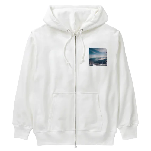 青空と山の風景 Heavyweight Zip Hoodie