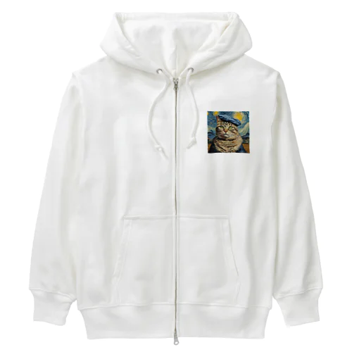 帽子をかぶったゴッホな猫～Part1～ Heavyweight Zip Hoodie