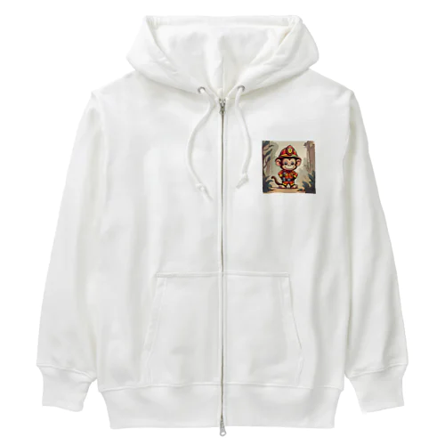 キュートなお猿の消防士 Heavyweight Zip Hoodie