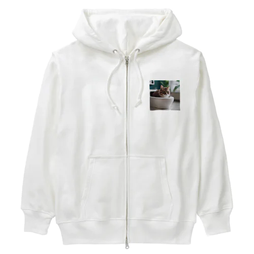 トイレに入るかわいいマンチカンのマカデミアナッツくん Heavyweight Zip Hoodie