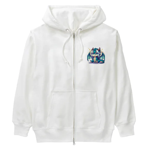 可愛らしいドラゴンマスコット Heavyweight Zip Hoodie