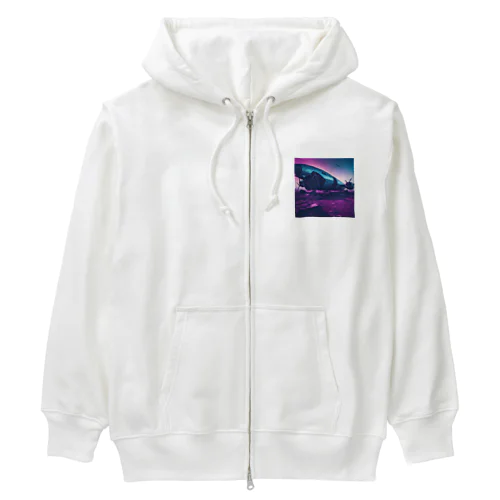 空港跡地に残る墜落した航空機の残骸 Heavyweight Zip Hoodie