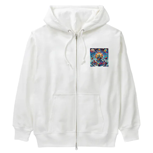 ドッド絵ガイコツさん Heavyweight Zip Hoodie