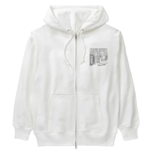 暖房の前でまったりと寝そべりながら冬を喜んでいる蛇 Heavyweight Zip Hoodie