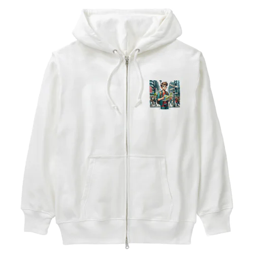 観光客が行き場所をわからなくなっているアピール Heavyweight Zip Hoodie