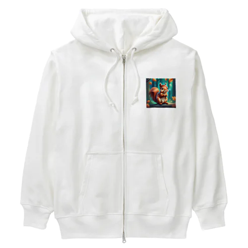 可愛いリスのイラストグッズ Heavyweight Zip Hoodie