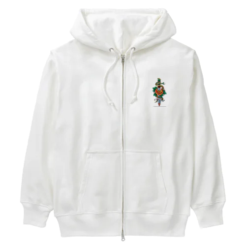 蛇と薔薇のダガータトゥーデザイン Heavyweight Zip Hoodie