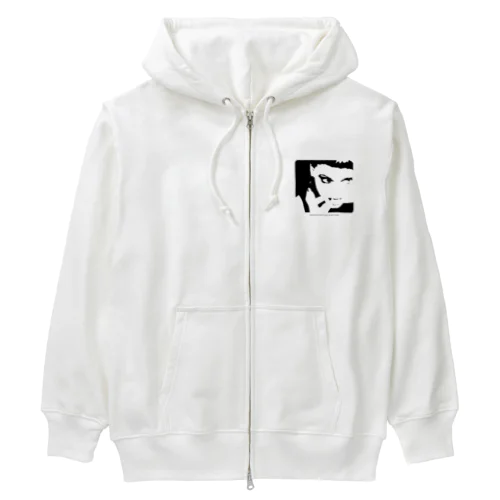 クールでかっこいい女性の顔のシルエット Heavyweight Zip Hoodie