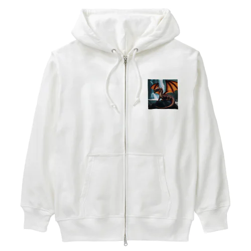 滝のそばで涼んでいる龍 Heavyweight Zip Hoodie