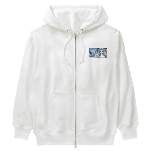 氷の精霊と夜の森の秘密 Heavyweight Zip Hoodie