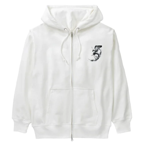 龍【白黒】 Heavyweight Zip Hoodie