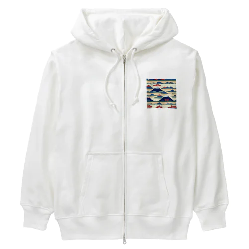 富士山ピクセルアート Heavyweight Zip Hoodie