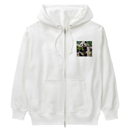 新鮮な竹を見つけて喜ぶパンダの喜び Heavyweight Zip Hoodie