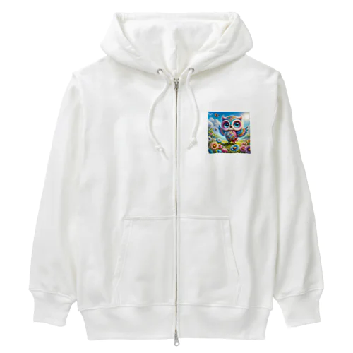 花柄みみずく Heavyweight Zip Hoodie