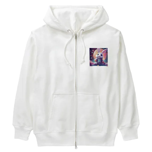 宇宙のかわいいウサギ Heavyweight Zip Hoodie