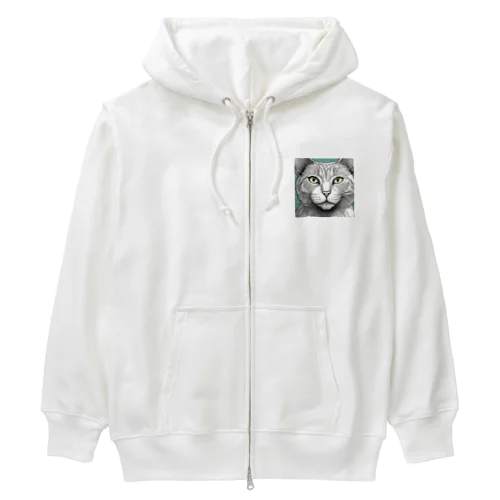 ドアップ猫 Heavyweight Zip Hoodie