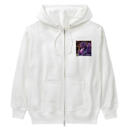 神秘的な紫の神龍 Heavyweight Zip Hoodie