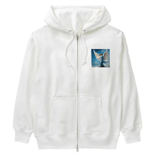 青い空を見上げる天使 Heavyweight Zip Hoodie