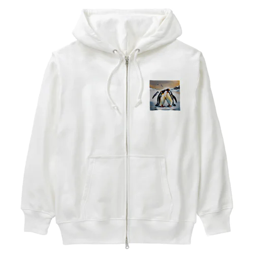 恋の相手に必死に求愛しているペンギン Heavyweight Zip Hoodie