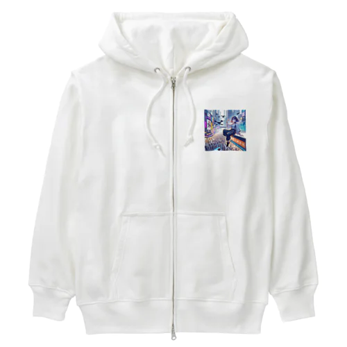 働いたら負け（もっと高く） Heavyweight Zip Hoodie