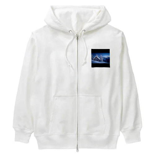 A snow-covered lodge  Heavyweight Zip Hoodie