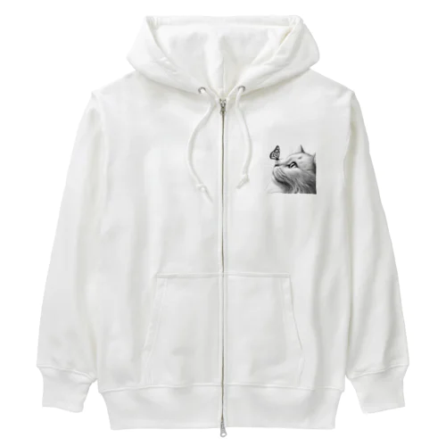 猫と蝶 Heavyweight Zip Hoodie