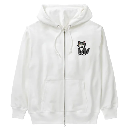 ハチワレ猫のドット絵 Heavyweight Zip Hoodie