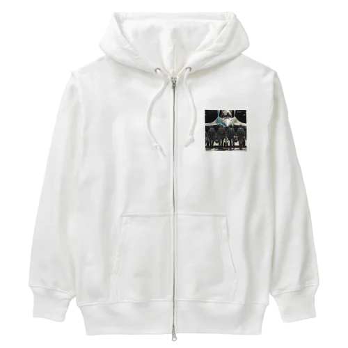 軍用機へと乗り込むパイロット Heavyweight Zip Hoodie