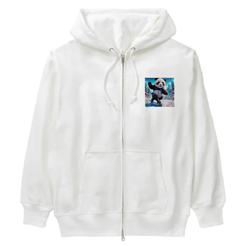 スケボーが楽しいパンダ Heavyweight Zip Hoodie