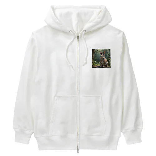 森で出会ったおすましラビット Heavyweight Zip Hoodie