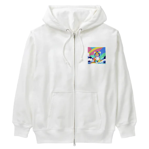 カラフルタイガーちゃんのサーフィン Heavyweight Zip Hoodie