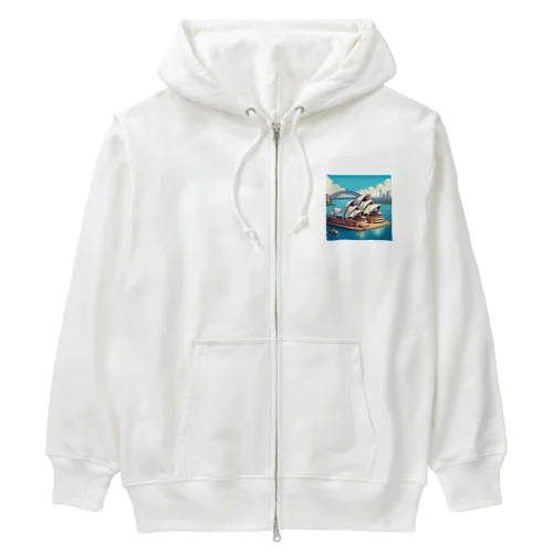 シドニーオペラハウス（pixel art） Heavyweight Zip Hoodie