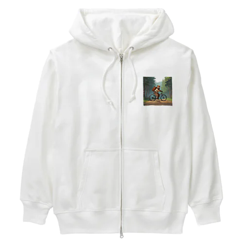 クマとサイクリング.. png Heavyweight Zip Hoodie