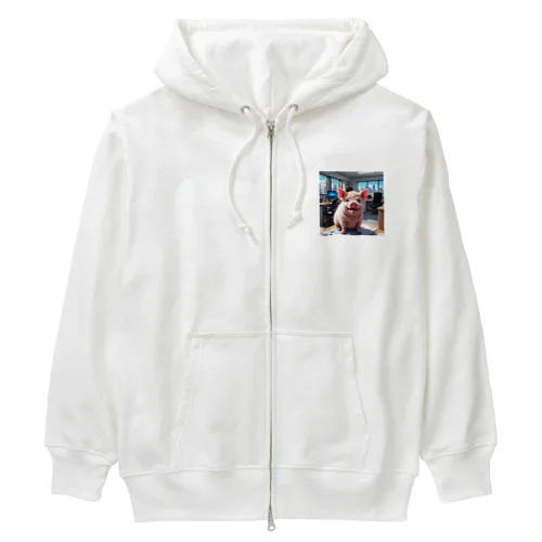 社内のをさせるみにぶた向上組織文化 Heavyweight Zip Hoodie