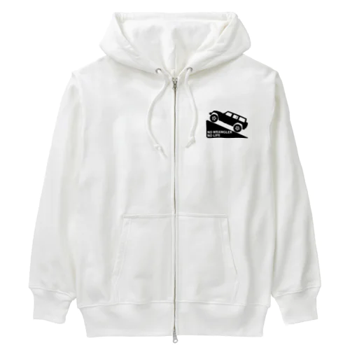 ノーラングラーノーライフ 登坂デザイン ジープ ブラック Heavyweight Zip Hoodie