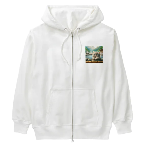 子猫の温泉旅行 Heavyweight Zip Hoodie