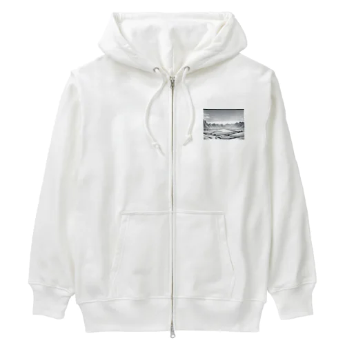 モノクロの雪景色 Heavyweight Zip Hoodie