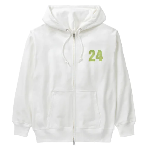 24番 green Heavyweight Zip Hoodie