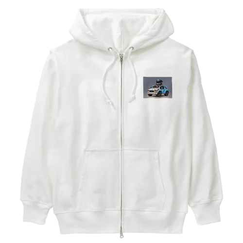 おもちゃのパトカーに乗ったかわいいゴリラ Heavyweight Zip Hoodie