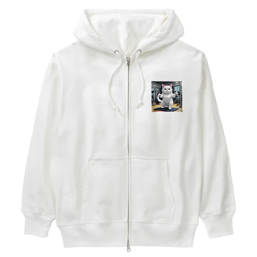 トレーニングの邪魔をする奴は許さないニャ Heavyweight Zip Hoodie