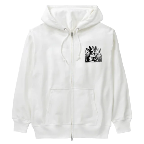 シンプルにかわいいウサギのグッズ Heavyweight Zip Hoodie