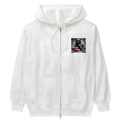 歌を歌う黒猫 Heavyweight Zip Hoodie